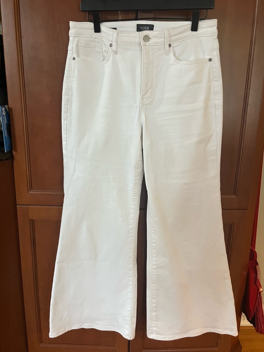 NYDJ White Wide-Leg High-Rise Jeans